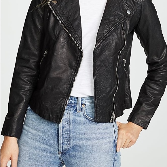 Madewell black leather jacket size XXS NWOT - Picture 2 of 3